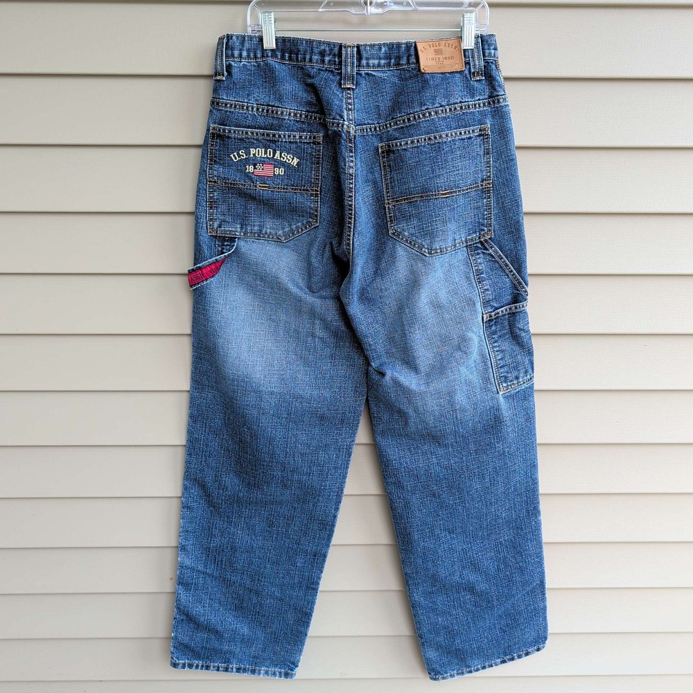 US Polo Assn Carpenter Jeans Mens 34x34 Blue Denim Hammer Loop Workwear